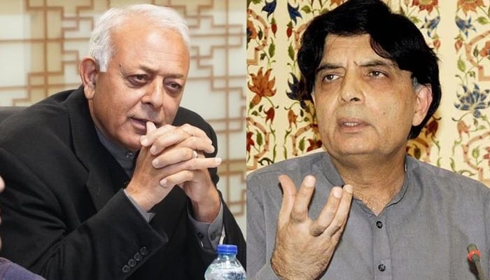 Former federal ministers Ghulam Sarwar Khan (left) and Ch Nisar Ali Khan. — APP/X/@GSKhan_Official