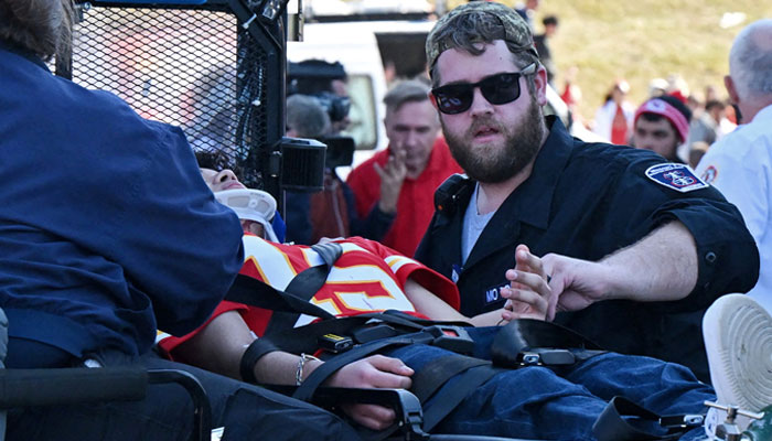 Fans receive medical assistance after shots were fired after the celebration of the Kansas City Chiefs winning Super Bowl LVIII in Kansas City, Missouri, US on February 14, 2024. — Reuters