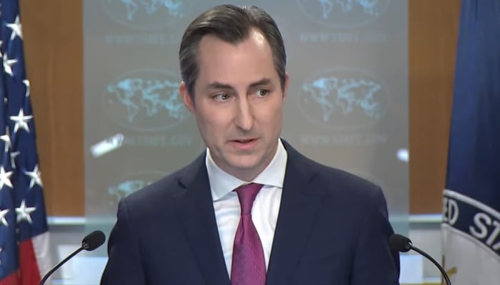 US Department of State Spokesperson Matthew Miller is addressing a press briefing on February 14 in Washington. —US State Department/ YouTube/ Screengrab