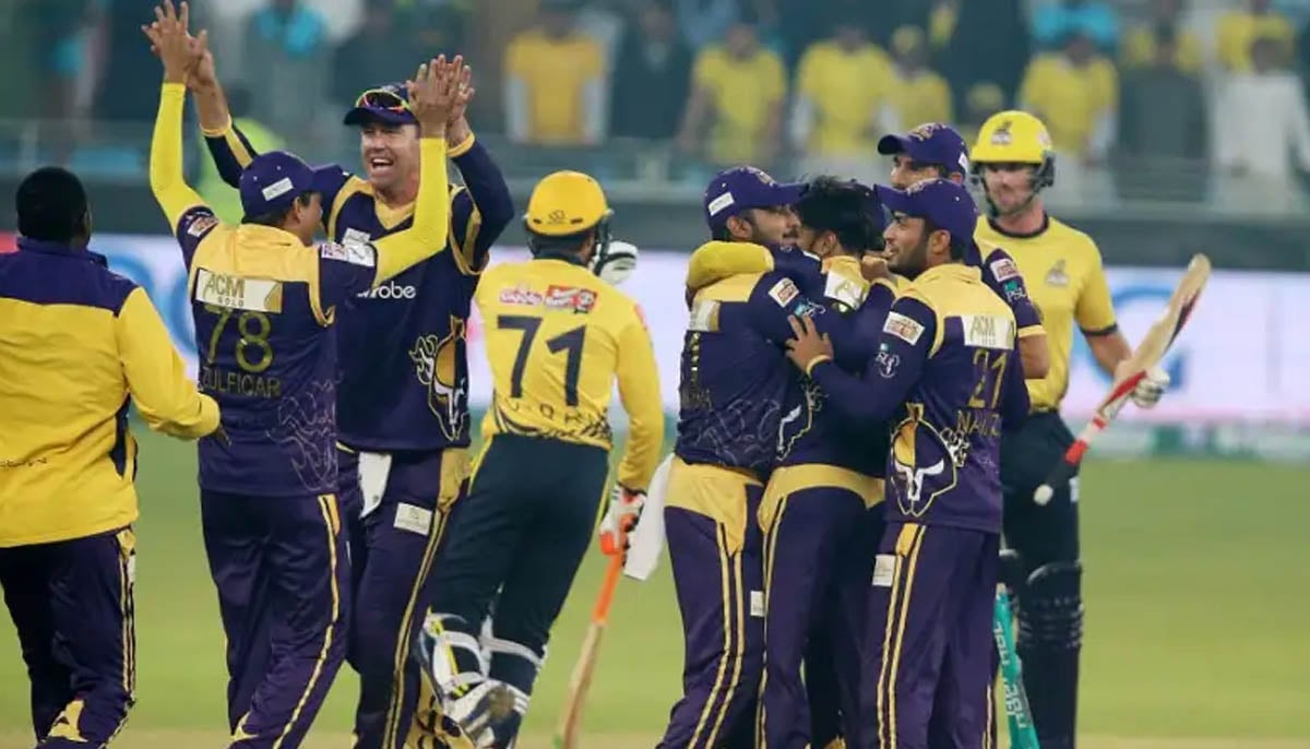Quetta Gladiators after clinching a sensational one-run victory over Peshawar Zalmi on February 19, 2016. — AFP