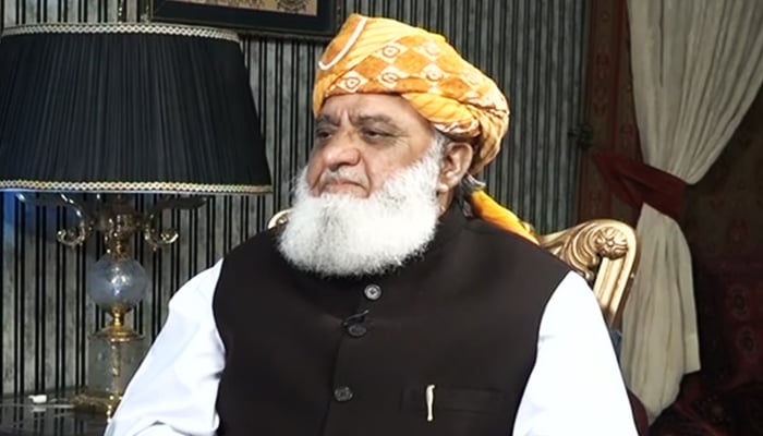JUI-F Emir Maulana Fazlur Rehman during an interview with a private news channel on February 15, 2024, in this still taken from a video. — YouTube