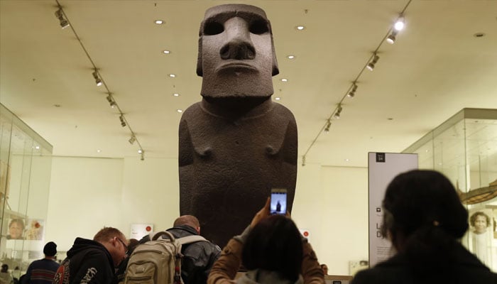 The moai known as Hoa Hakananaia in the British Museum. —AFP
