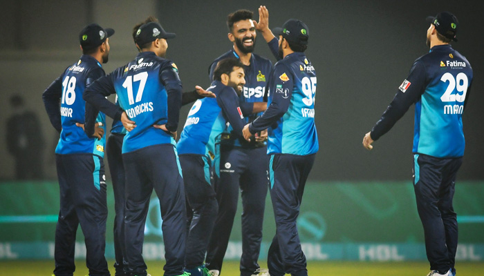 Multan Sultans celebrate taking a wicket in the third match at PSL 9 in Multan. — PCB
