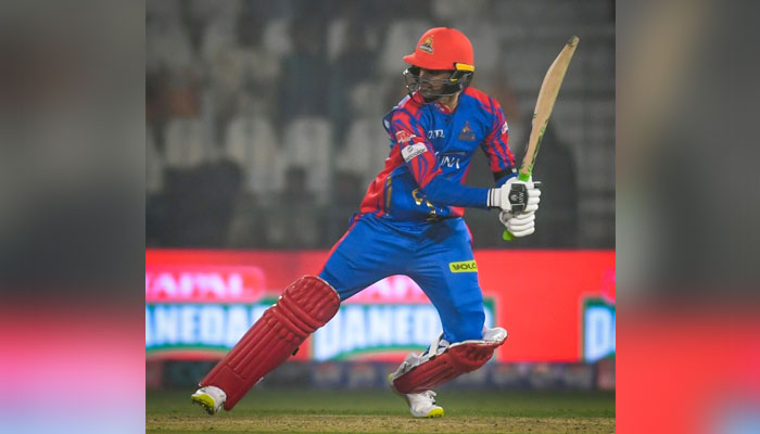 Shoaib Malik plays a shot during the Karachi Kings innings on February 18, 2024. — PCB