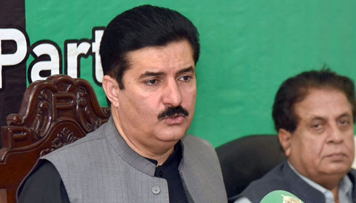 PPP leader Faisal Karim Kundi addresses a press conference at his residence in Islamabad on September 9, 2023. — Online