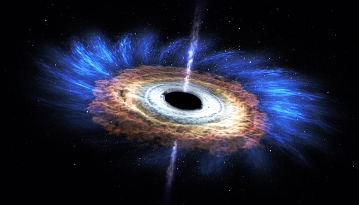 An artistic conception shows a supermassive black hole. — Nasa