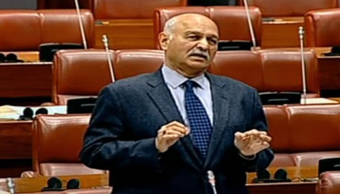 PML-N Senator Mushahid Hussain Sayed speaking during a senate session on February 20, 2024. — X/Mushahid