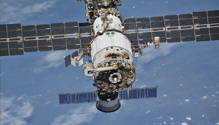 The International Space Station (ISS) photographed by Expedition 56 crew members from a Soyuz spacecraft after undocking, October 4, 2018.—Reuters