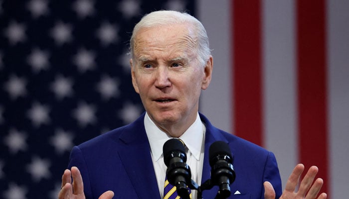 US President Joe Biden delivers remarks on the economy at the IBEW Local 26 in Lanham, Maryland, US, February 15, 2023. —Reuters