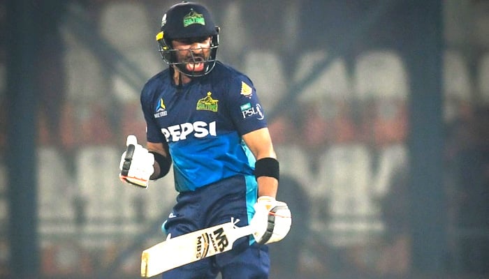 Iftikhar Ahmed celebrates after Multan Sultans defeat Lahore Qalandars at Pakistan Super League (PSL) 9 on February 21, 2024. — PCB
