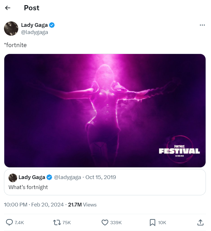 Lady Gaga announces exciting collaboration with Fortnite