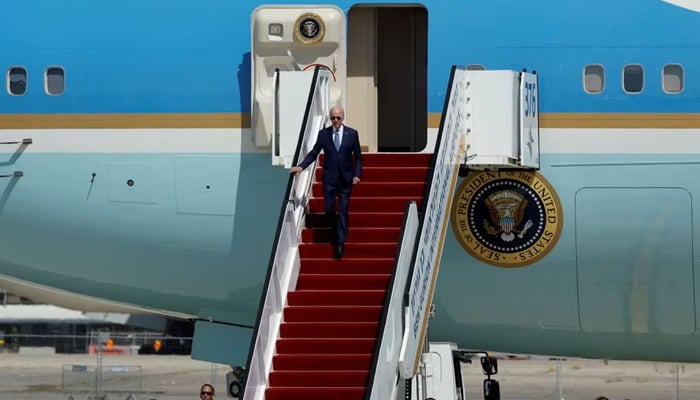 US President Joe Biden descends from Air Force One at Ben Gurion International Airport in Lod, near Tel Aviv, Israel. — Reuters/File