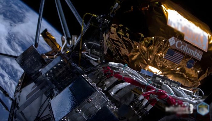 The image shows Intuitive Machines uncrewed Odysseus making its way to the moon. — X/@NASA