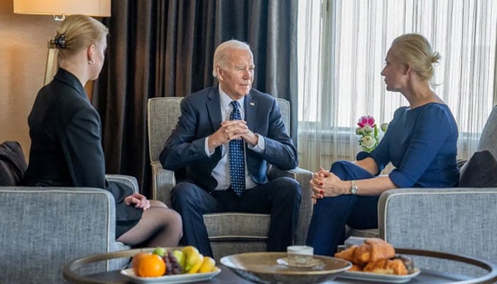 President Biden held a private meeting with Yulia and Dasha Navalnaya in a San Francisco hotel room.—The White House