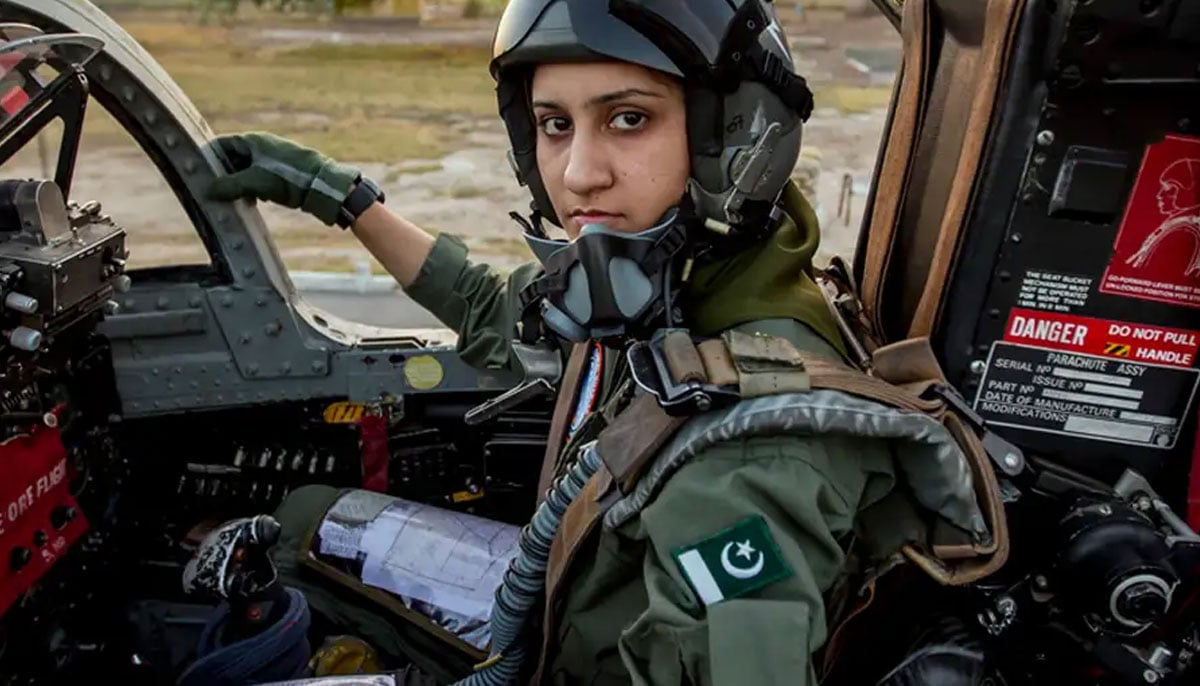 Ayesha Farooq poses while sitting inside a fighter jet. — Reuters/File