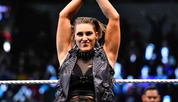 Rhea Ripley gestures during a game. — X/File