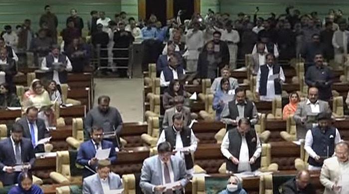 148 newly-elected Sindh MPAs take oath amid opposition's protests against 'rigging'