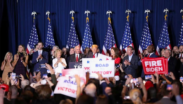 Republican presidential candidate and former U.S. President Donald Trump hosts a South Carolina Republican presidential primary election night party in Columbia, South Carolina, U.S. February 24, 2024. — Reuters