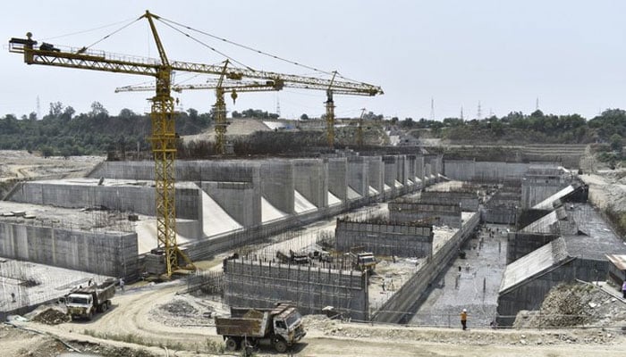 A representational image showing the Shahpur Kandi barrage being under construction. — X/@PunjabGovtIndia/File