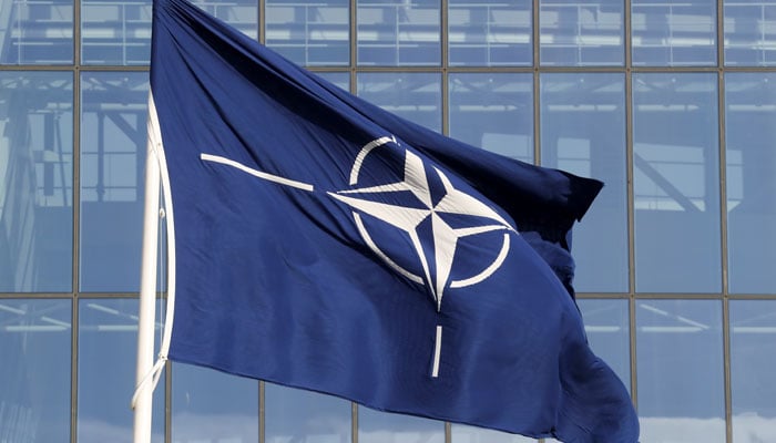 A Nato flag is seen at the Alliance headquarters ahead of a Nato Defence Ministers meeting, in Brussels, Belgium, October 21, 2021. —Reuters
