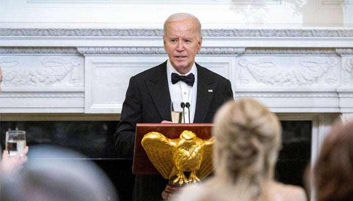 US President Joe Biden speaks at a black-tie dinner for US governors attending the National Governors Association winter meeting, at the White House in Washington, US, February 24, 2024. — Reuters