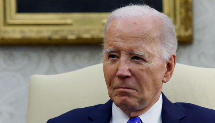 US President Joe Biden looks on as he meets with German Chancellor Olaf Scholz in the Oval Office at the White House in Washington, US, February 9, 2024. —Reuters