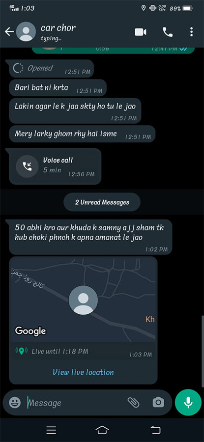 Screenshot of chat between the affected citizen and the car lifter. — Reporter