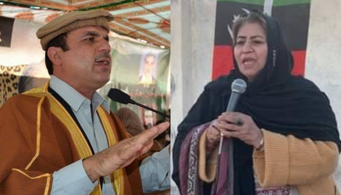 Pakistan Muslim League-Nawaz (PML-N) leader Abdul Khaliq Achakzai (L) and Pakistan Peoples Party leader Ghazala Gola (R). —Facebook/ Ghazala Gola/ Abdul Khaliq Achakzai
