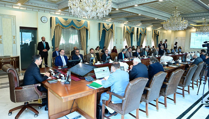 The interim PM Anwaar-ul-Haq Kakar chairs a federal caretaker cabinet meeting in Islamabad on February 22, 2024. — X/GovtofPakistan