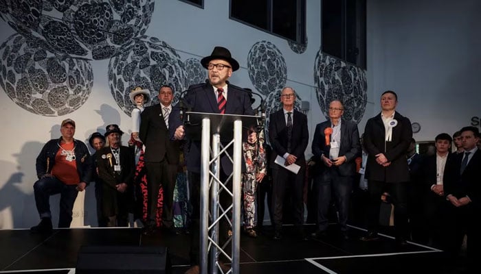 Candidate George Galloway, leader of the Workers Party of Britain, speaks after winning the Rochdale Parliamentary by-election, at a polling station near Manchester, Britain, March 1, 2024. — Reuters