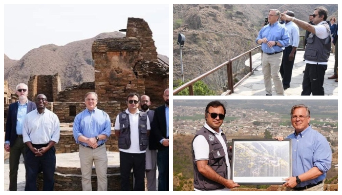 US Ambassador to Pakistan Donald Blome visits Takht-i-Bahi heritage site in Khyber Pakhtunkhwa’s Mardan district in these undated photos. — Supplied