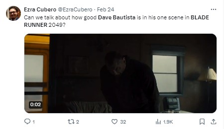 Dave Bautista almost lost his role in Blade Runner 2049