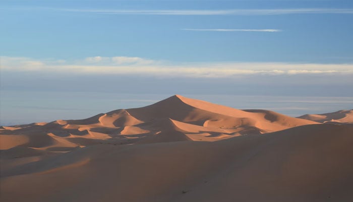 A star dune in the Erg Chebbi sand sea in Morocco known as Lala Lallia. —The Guardian/Prof C Bristow