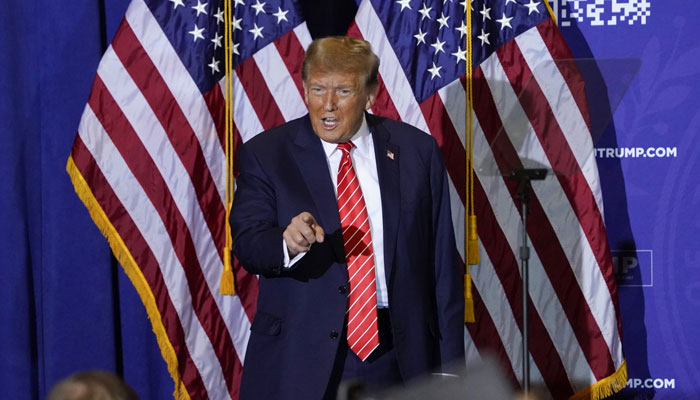 Republican presidential hopeful and former US President Donald Trump speaks at a campaign event in Concord, New Hampshire on January 19, 2024. —  AFP