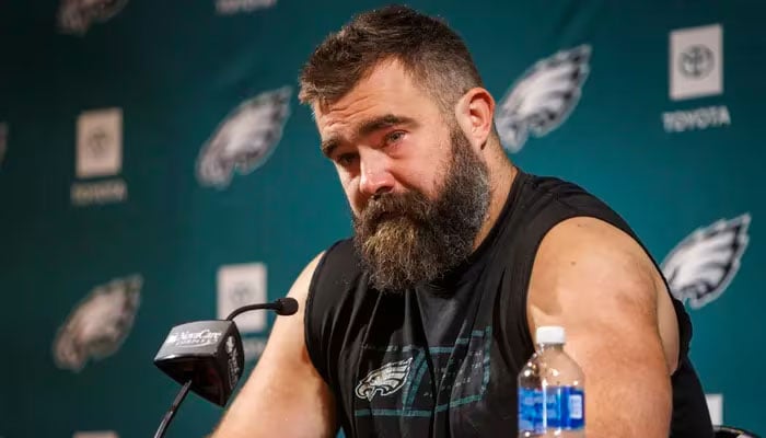 Philadelphia Eagles Jason Kelce tears up in NFL retirement speech