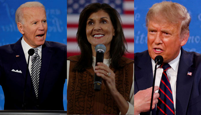 US President Joe Biden, Nikki Haley, and former president Donald Trump.—Reuters/file