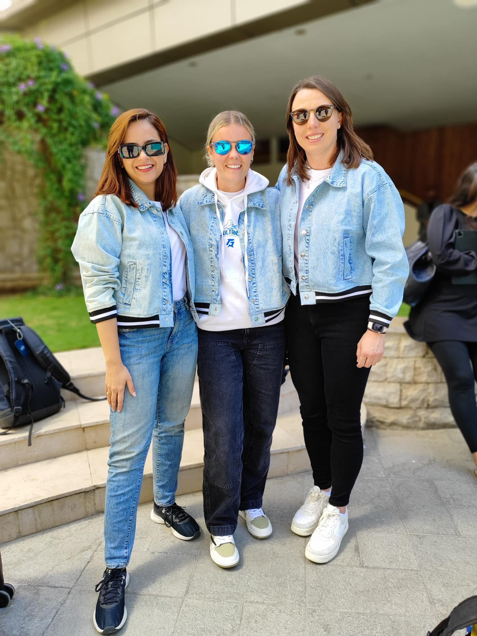 Multan Sultans general manager Hijab Zahid (left), spin bowling coach Alex Hartley (centre), and fast bowling coach Catherine Dalton. — Facebook/multansultans