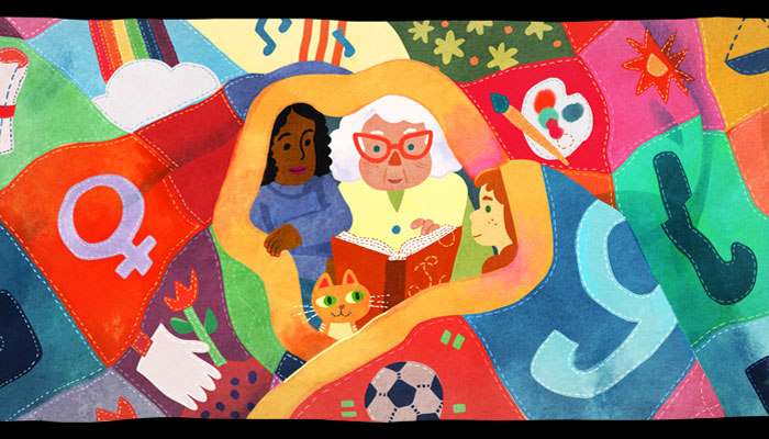 The image shows Googles colorful illustration honoring International Womens Day. — Google Doodle