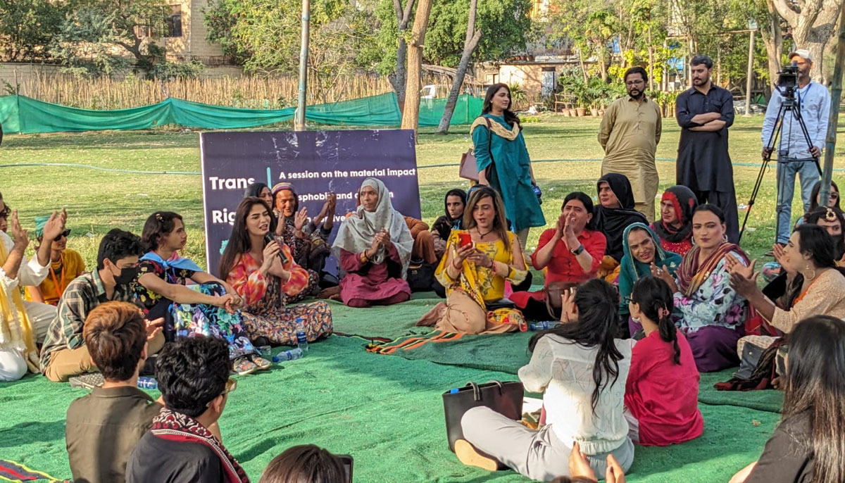 A session on transgender rights, conducted by activist and KMC City Council member Shehzadi Rai at Frere Hall Karachi on March 8, 2024. — Author