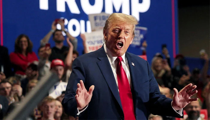 Republican presidential candidate and former US President Donald Trump gestures on stage during a campaign rally in Richmond, Virginia, US March 2, 2024. — Reuters