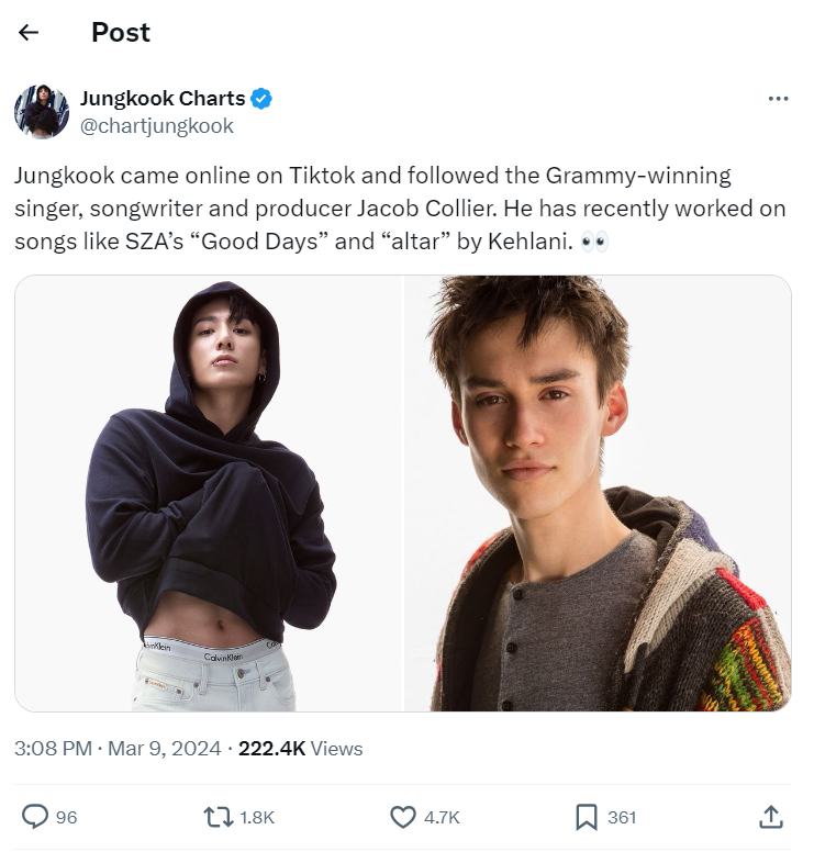 BTS Jungkook hints at new collab with Jacob Collier?