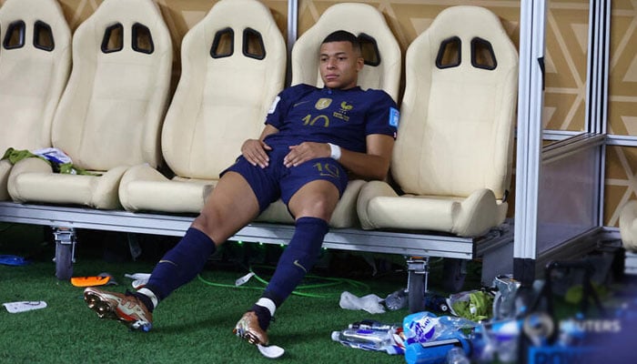 Frances Kylian Mbappe sits on the bench.—Reuters/File