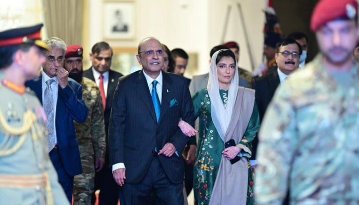 President Asif Ali Zardari with his youngest daughter Aseefa Bhutto Zardari. — X/iambhevishk