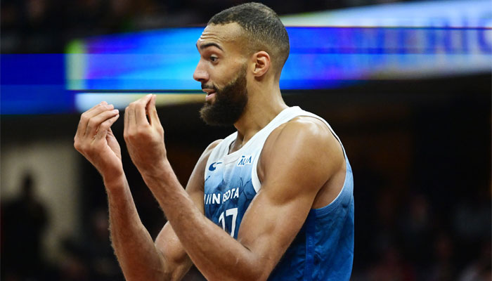Minnesota Timberwolves center Rudy Gobert (27) reacts after fouling out during the second half against the Cleveland Cavaliers at Rocket Mortgage FieldHouse in Cleveland, Ohio, US on March 8, 2024. — Reuters