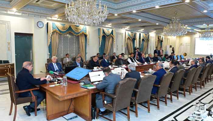 Prime Minister Shehbaz Sharif chairs inaugural meeting of the Federal Cabinet on 11 March 2024. —PMO