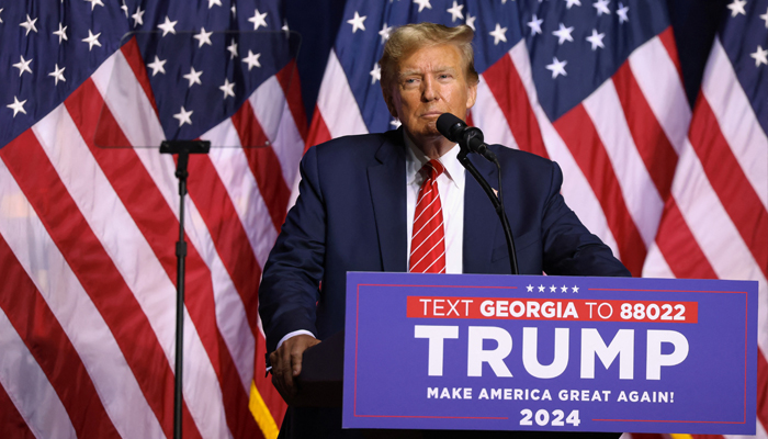 Republican presidential candidate and former US President Donald Trump hosts a campaign rally at the Forum River Center in Rome, Georgia on March 9, 2024. — Reuters