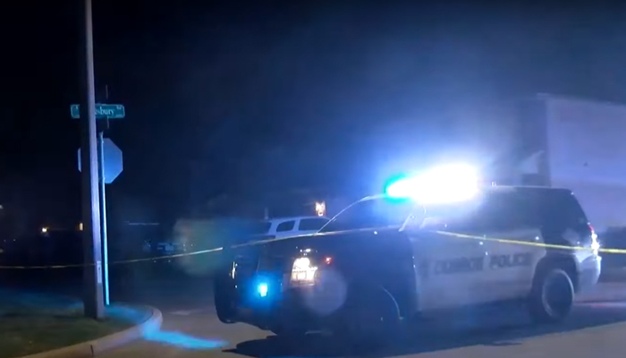 This still taken from a video released on March 12, 2024, shows a Conroe Police Department vehicle parked at the crime scene in the 14710 block of Callard Court. — YouTube/KPRC 2 Click2Houston