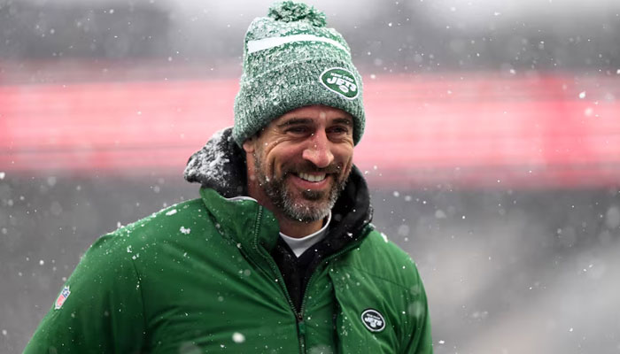 New York Jets quarterback Aaron Rodgers walks off of the field before a game against the New England Patriots at Gillette Stadium in Foxborough, Massachusetts, US on January 7, 2024. — Reuters