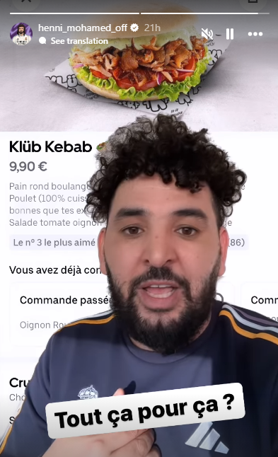 This screengrab taken from an Instagram story uploaded on March 13, 2024, shows Marseille-based influencer Mohamed Henni against whom French footballer Kylian Mbappe took legal action on March 13, 2024. — Instagram/@henni_mohamed_off