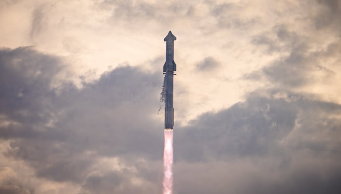 This image released on March 14, 2024, showsElon Musks Starship after lift-off for its third test flightfrom Boca Chica, Texas. — X/Gwynne_Shotwell